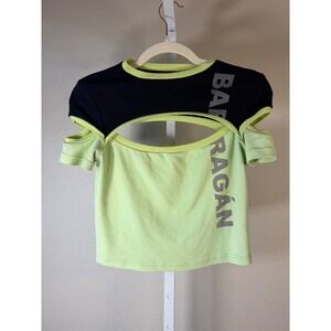 BARRAGAN Y2K designer Cutout Cropped T Shirt Cold Shoulder Size  S